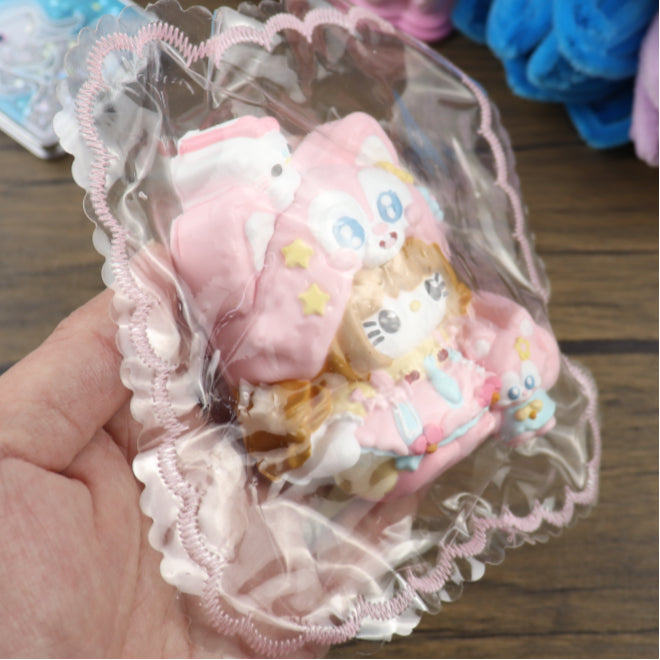 Letssquishy Taba スクイーズ：キツネの頭を覆える小さなピンクの猫 – 手作りシリコンスクイーズフィジェットトイ