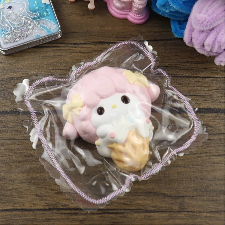 Letssquishy Taba Squishy：小さなピンクの羊のアイスクリーム - 手作りシリコンスクイーズフィジェットトイ