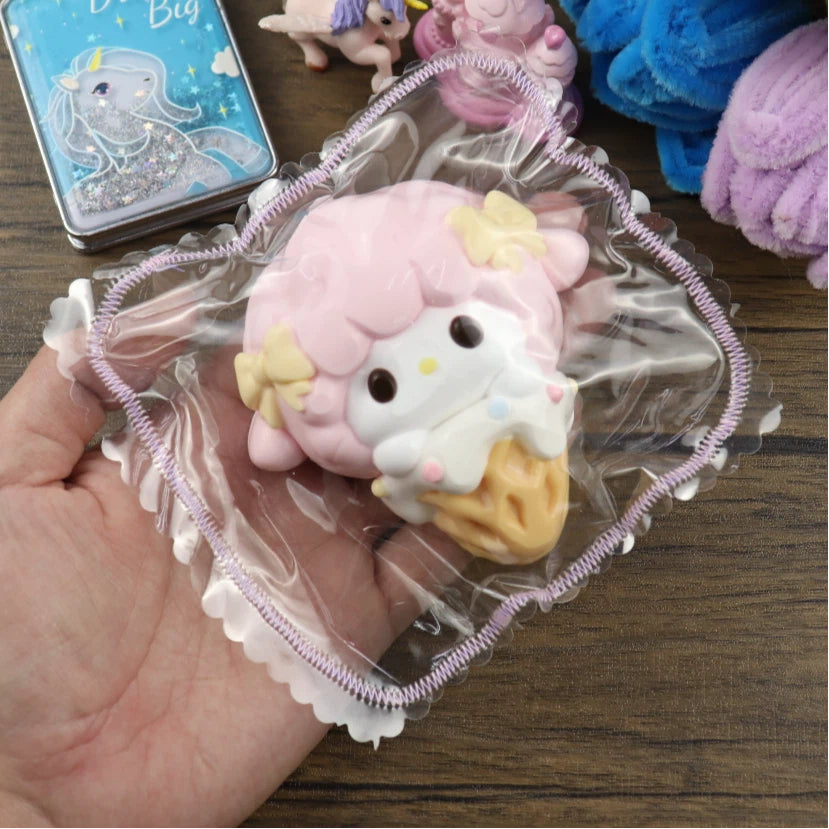Letssquishy Taba Squishy：小さなピンクの羊のアイスクリーム - 手作りシリコンスクイーズフィジェットトイ