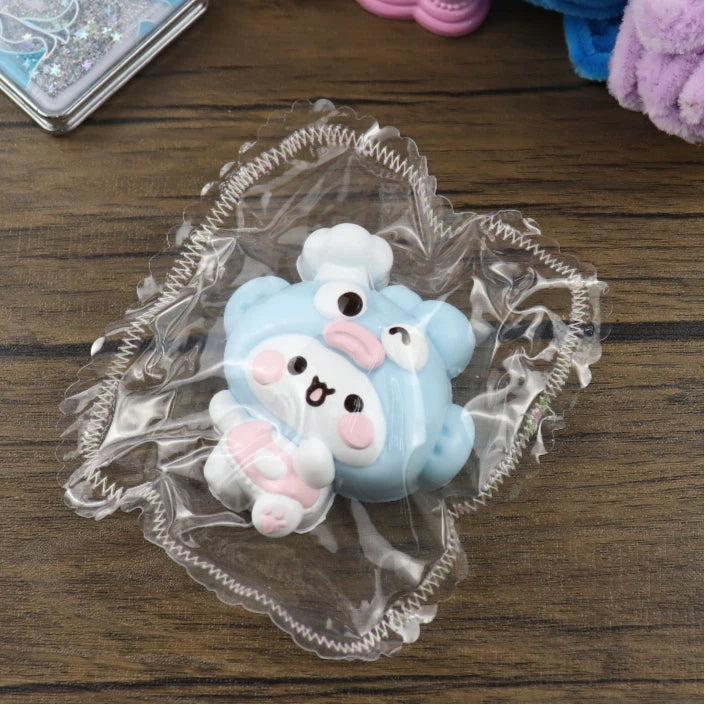 Letssquishy Taba Squishy: Fish Headset Chef White Bear – Handmade Silicone Squishy Fidget Toy