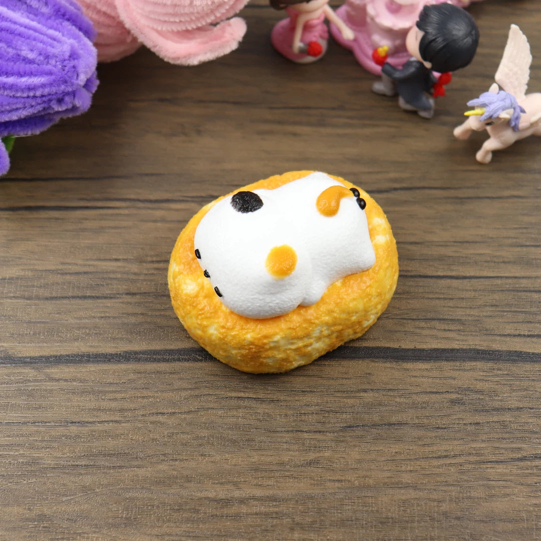 Letssquishy Taba スクイーズ：パンを抱いた小さな花猫 – 手作り