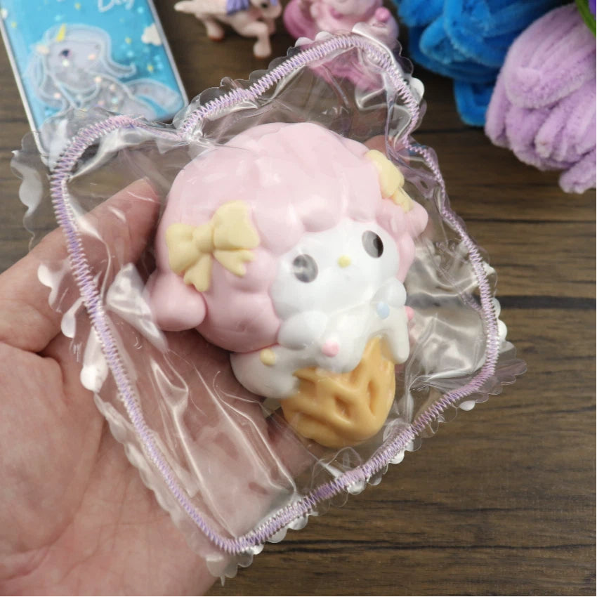 Letssquishy Taba Squishy：小さなピンクの羊のアイスクリーム - 手作りシリコンスクイーズフィジェットトイ