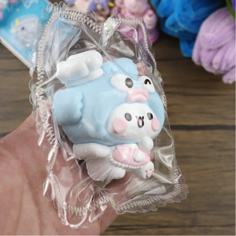 Letssquishy Taba Squishy: Fish Headset Chef White Bear – Handmade Silicone Squishy Fidget Toy