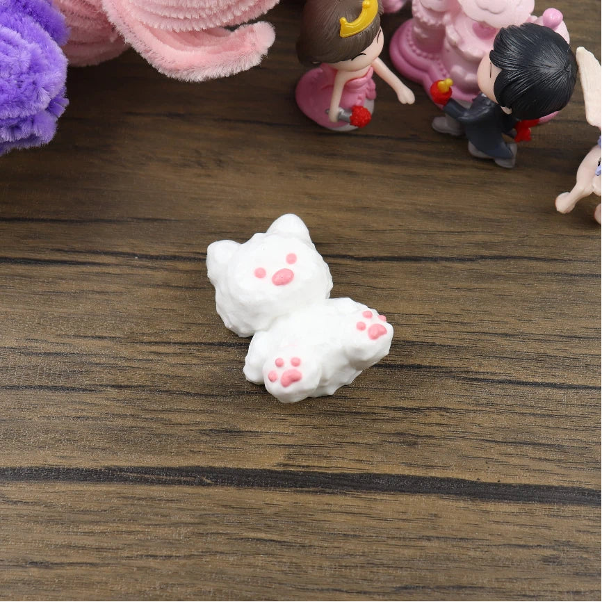 Letssquishy Taba スクイーズ：ピンクの目をした白い犬 - 手作りシリコンスクイーズフィジェットトイ