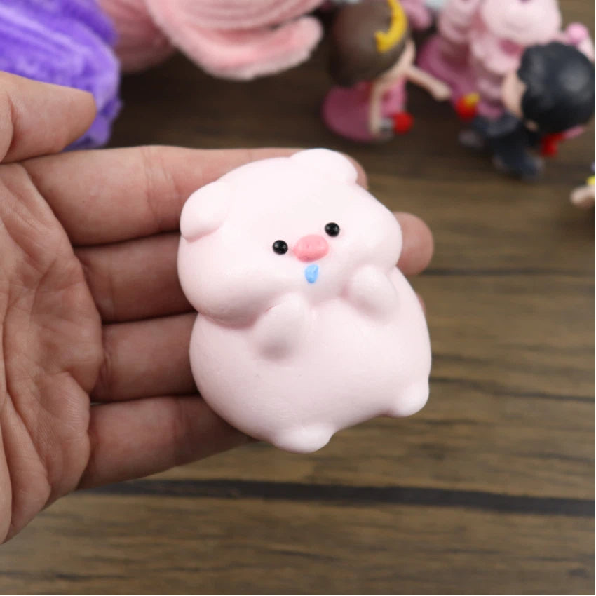 Letssquishy Tabaスクイーズ：ピンクの鼻水パウダーピッグ - 手作りシリコンデザートフィジェットトイ
