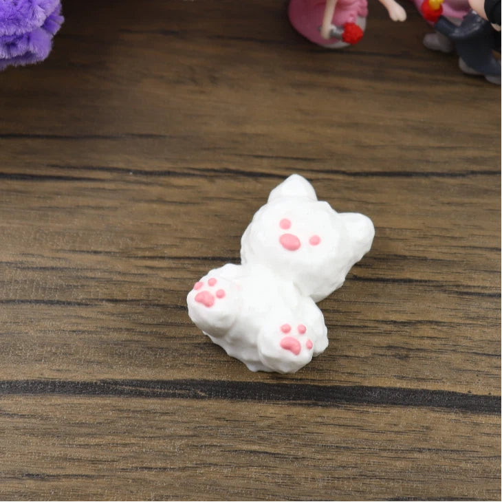 Letssquishy Taba スクイーズ：ピンクの目をした白い犬 - 手作りシリコンスクイーズフィジェットトイ