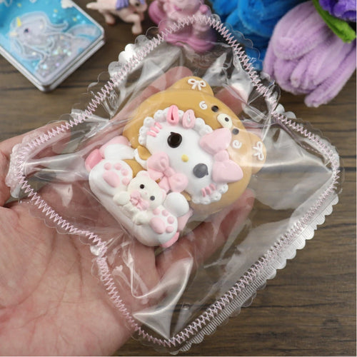Letssquishy Hello Kitty Brown Bear Suit Taba Squishy — Kawaii Anime Character Silicone Toy — Soft Butter Texture Handmade Stress Relief Fidget