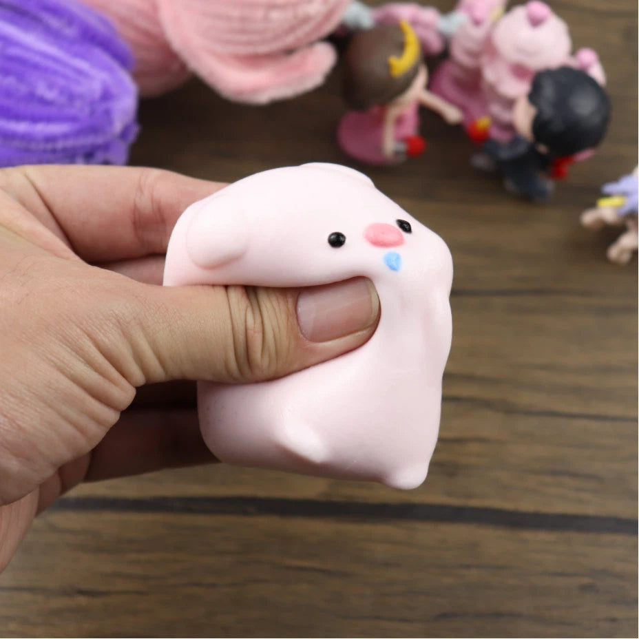 Letssquishy Tabaスクイーズ：ピンクの鼻水パウダーピッグ - 手作りシリコンデザートフィジェットトイ
