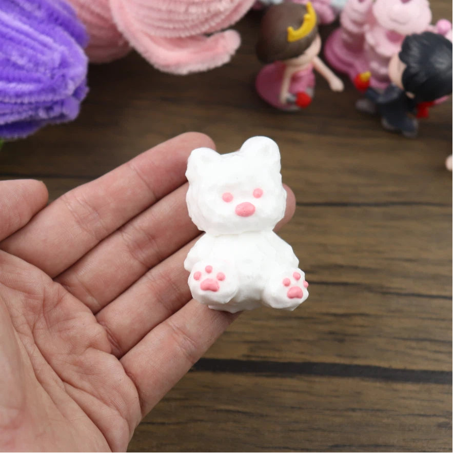 Letssquishy Taba スクイーズ：ピンクの目をした白い犬 - 手作りシリコンスクイーズフィジェットトイ