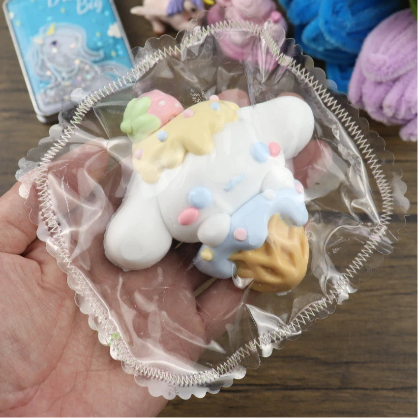 Letssquishy Taba Squishy：白い耳の子犬のアイスクリーム – 手作りシリコンスクイーズフィジェットトイ