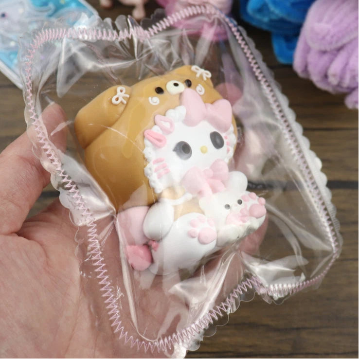 Letssquishy Taba スクイーズ：クマのヘッドセット子猫 - 手作りシリコンスクイーズフィジェットトイ