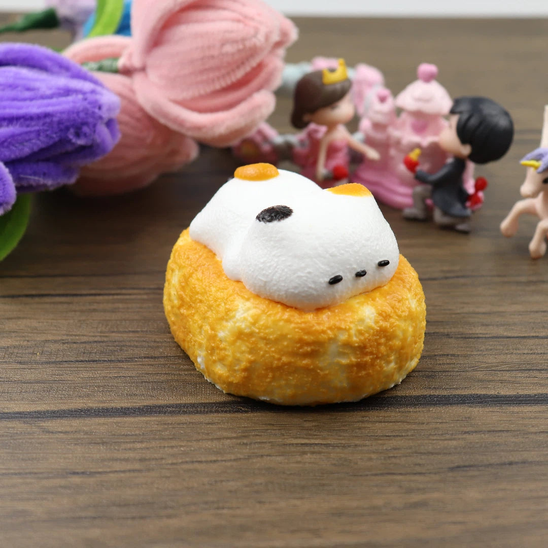 Letssquishy Taba スクイーズ：パンを抱いた小さな花猫 – 手作り