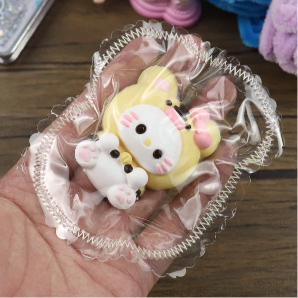 Letssquishy Hello Kitty Tiger Suit Taba Squishy — Kawaii Anime Character Silicone Toy — Soft Butter Texture Handmade Stress Relief Fidget