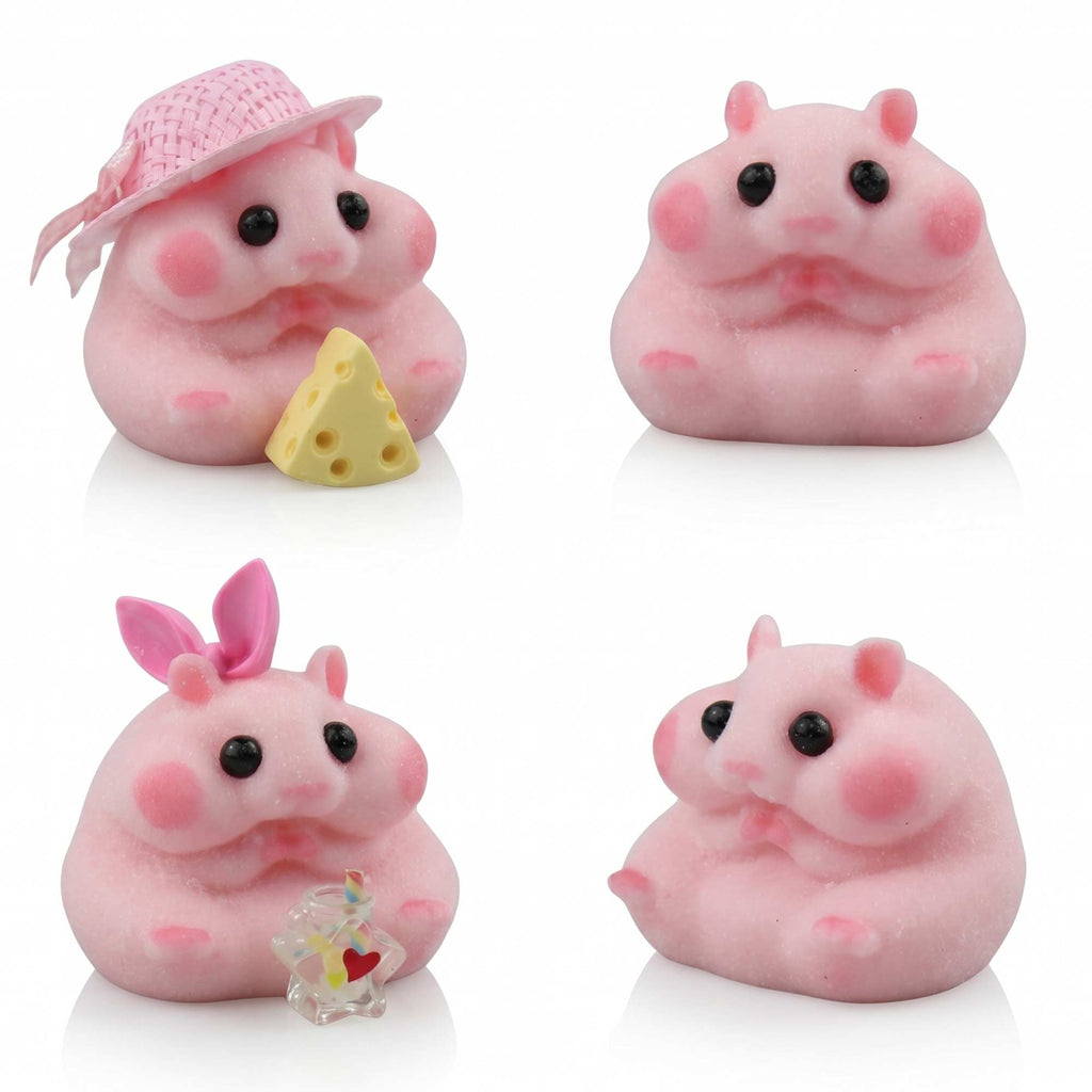 Letssquishy Chubby Hamster Mochi Taba Squishy — Colorful "Cheeky" Animal Series — Handmade Soft Marshmallow Texture Stress Relief Toy