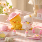 LETSSQUISHY Handmade Taba Duck Squishy Toy Set, Ultra-Soft Flocking Silicone Squeeze Sensory Fidget Toys, Cute Mochi Duck Desk Decor for Stress Relief, Collectible Gift with Removable Hat, Baby Bottle & Headphone Accessories