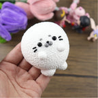 Letssquishy Taba Squishy: White Swimming Seal – Handmade Silicone Squishy Fidget Toy