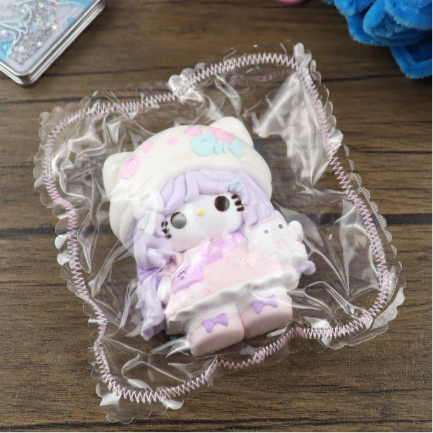 Letssquishy Taba Squishy：紫色の髪の白い毛の子猫 - 手作りシリコンスクイーズフィジェットトイ