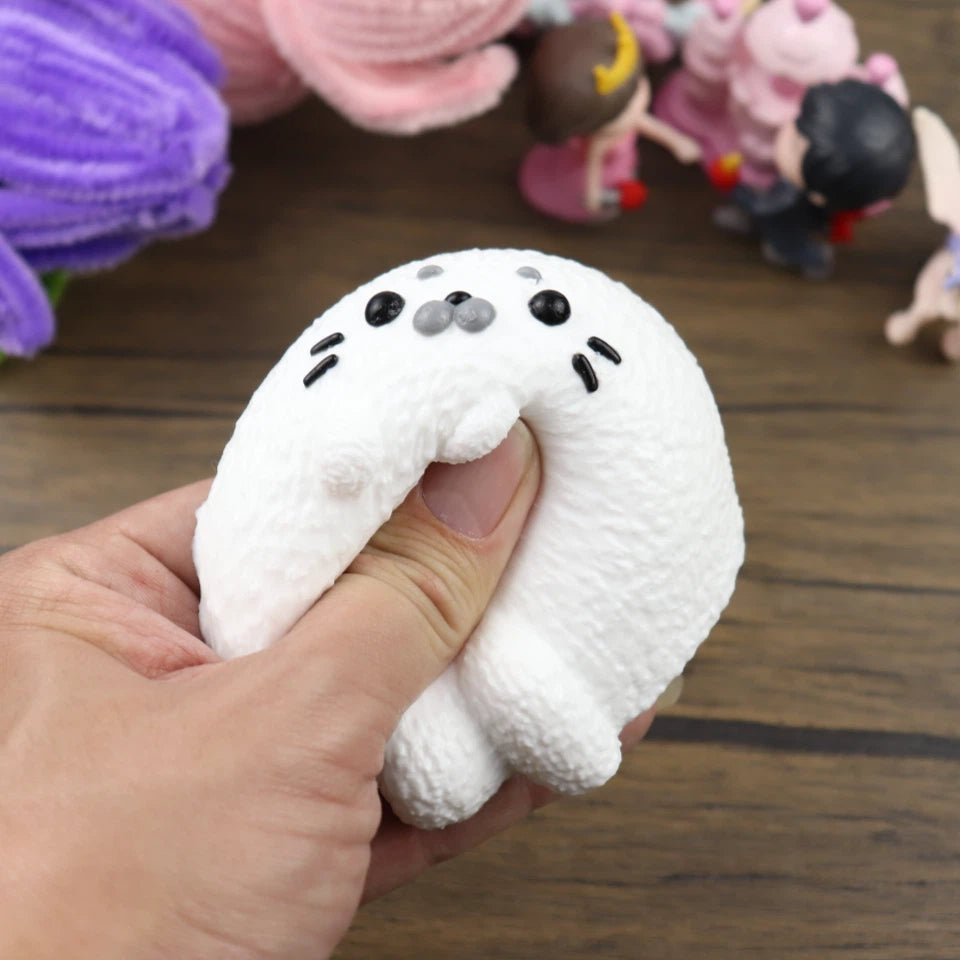 Letssquishy Taba スクイーズ：ホワイトスイミングアザラシ - 手作りシリコンスクイーズフィジェットトイ