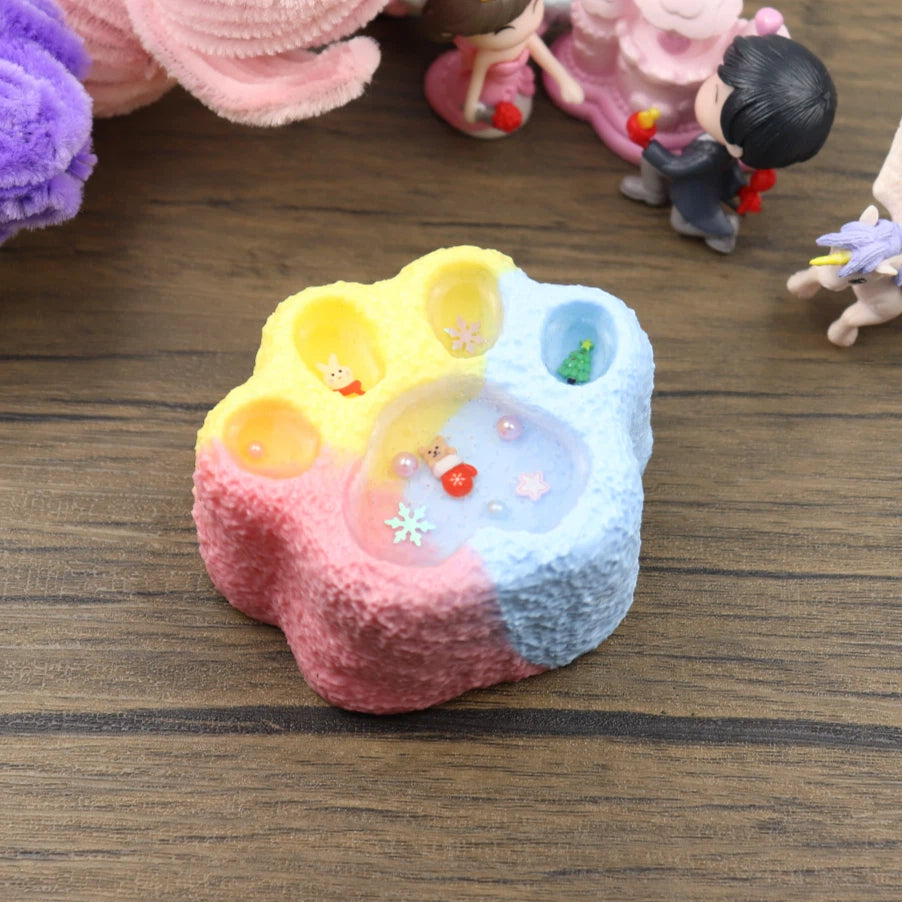 Letssquishy Taba Squishy: 3色猫の足型スクイーズ - 手作りシリコン製デザートフィジェットトイ