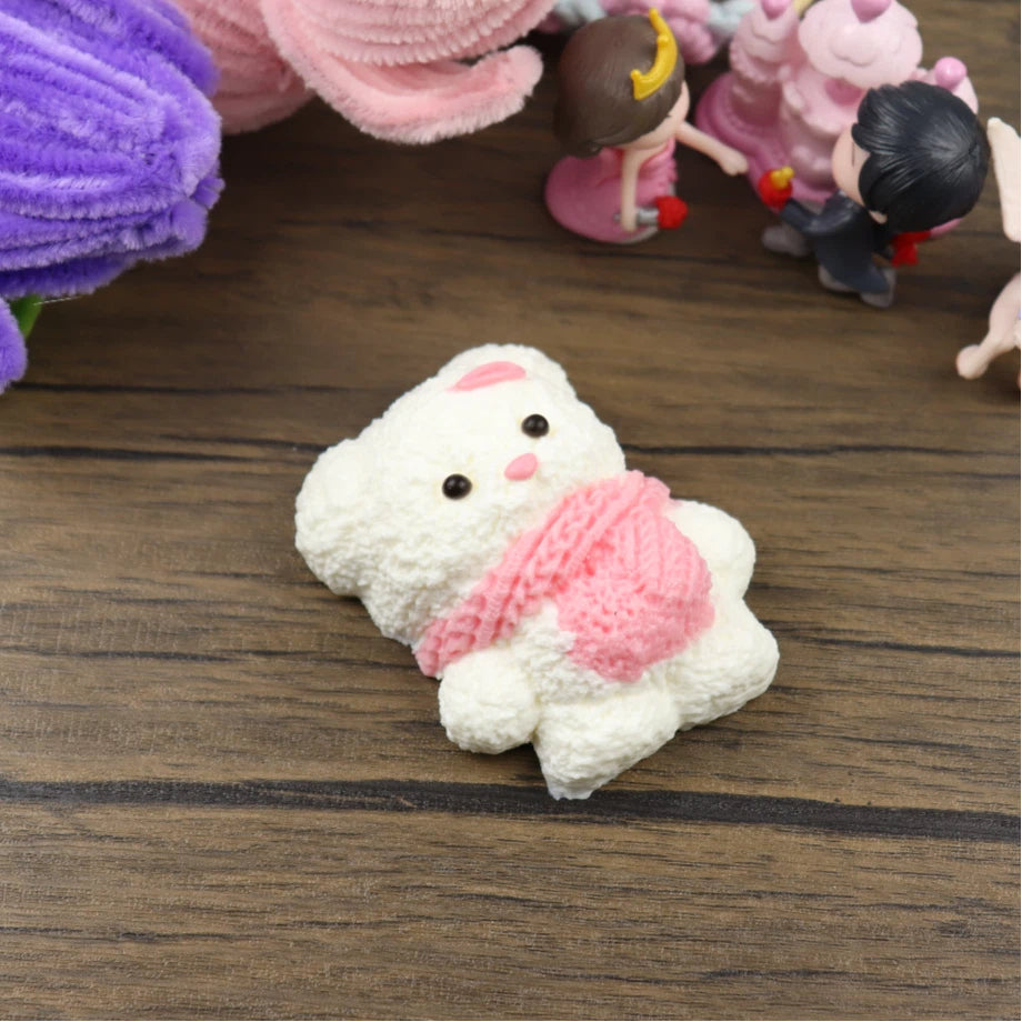 Fidget Scarf Letssquishy Taba Squishy: Pink Bear With Scarf and Hairpin – Handmade