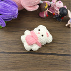Letssquishy Taba Squishy: Pink Bear With Scarf and Hairpin – Handmade Silicone Squishy Fidget Toy