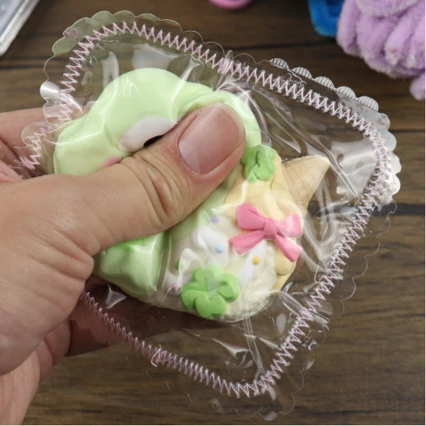 Letssquishy Taba Squishy: Frog Ice Cream Swiss Roll – Handmade Silicone Squishy Fidget Toy