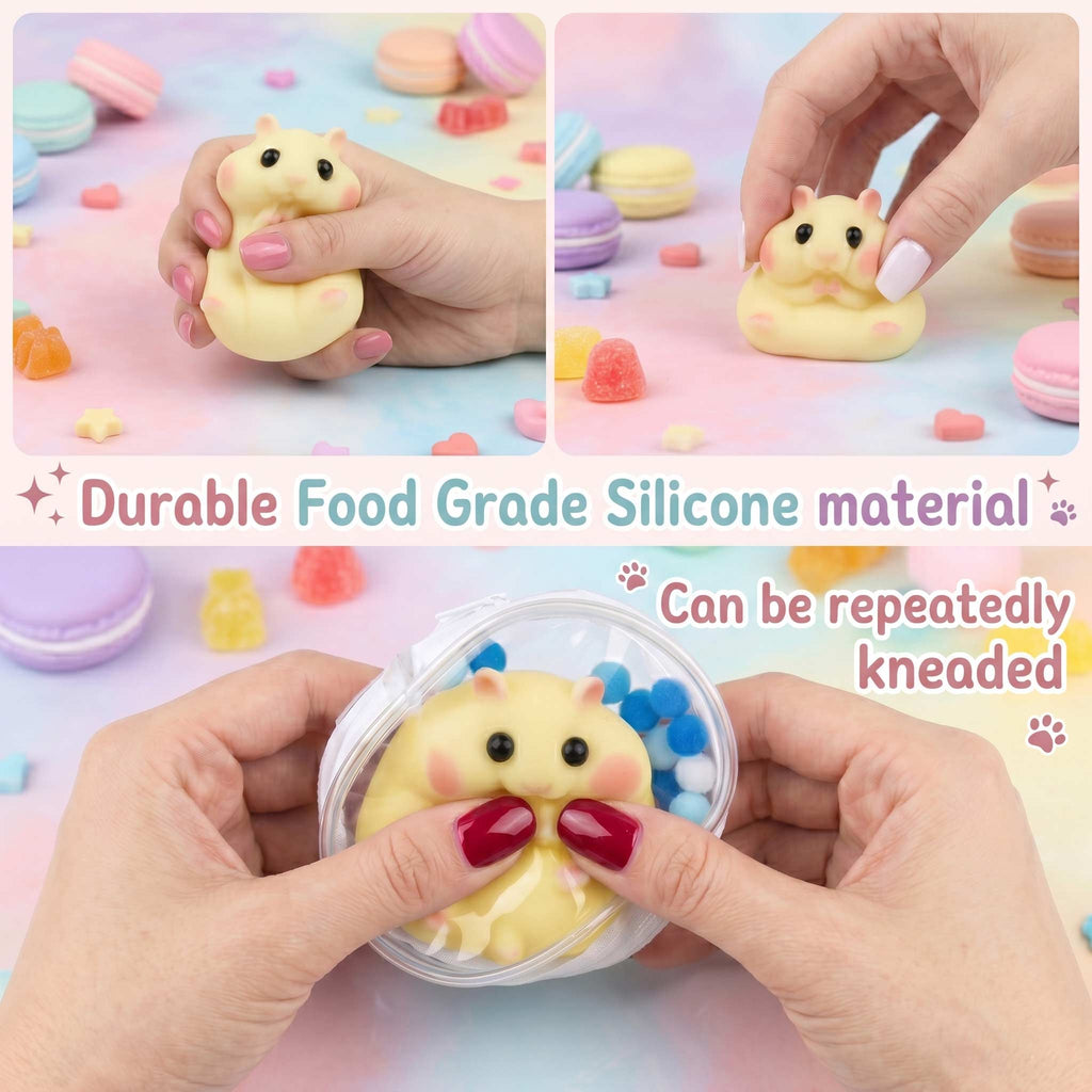 Letssquishy Chubby Hamster Mochi Taba Squishy — Colorful "Cheeky" Animal Series — Handmade Soft Marshmallow Texture Stress Relief Toy