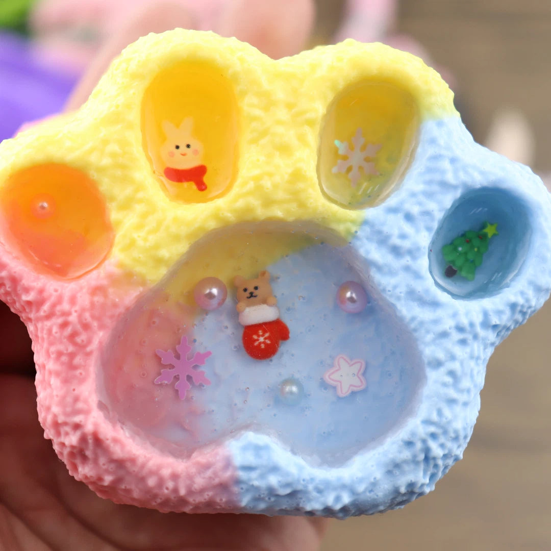 Letssquishy Taba Squishy: 3色猫の足型スクイーズ - 手作りシリコン製デザートフィジェットトイ