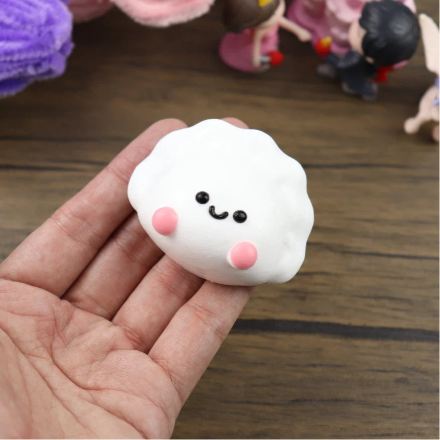 Letssquishy Taba Squishy：ミニかわいい白いお団子 - 手作りシリコンスクイーズフィジェットトイ