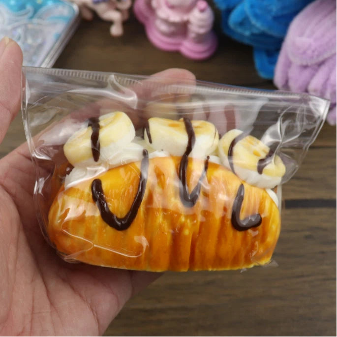 Letssquishy Taba Squishy：バナナパフブレッド – 手作りシリコンスクイーズフィジェットトイ