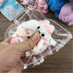 Letssquishy Sweet Pink Rabbit Girl Taba Squishy — Kawaii Bunny Doll Handmade Silicone Toy — Ultra Soft Marshmallow Texture Sensory Stress Reliever