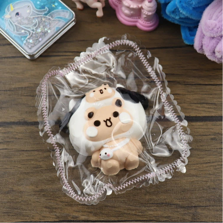 Letssquishy Taba スクイーズ：牛の頭のマスクをつけたクマ – 手作りシリコンスクイーズフィジェットトイ