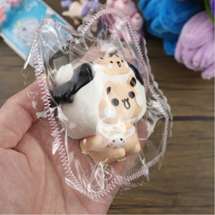 Letssquishy Taba スクイーズ：牛の頭のマスクをつけたクマ – 手作りシリコンスクイーズフィジェットトイ