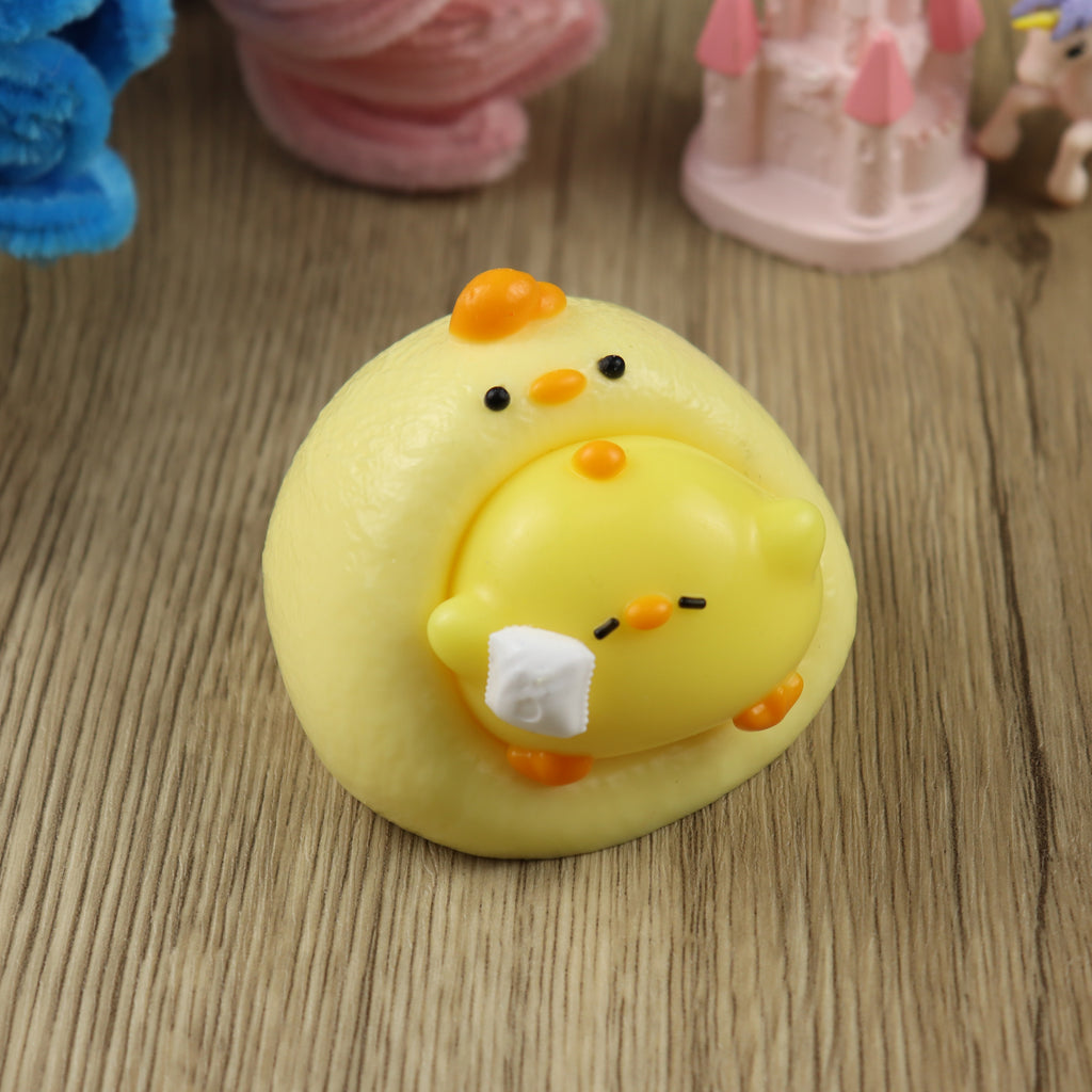 Letssquishy Taba Squishy：ソファで眠るかわいいひよこ - 手作りシリコンスクイーズフィジェットトイ