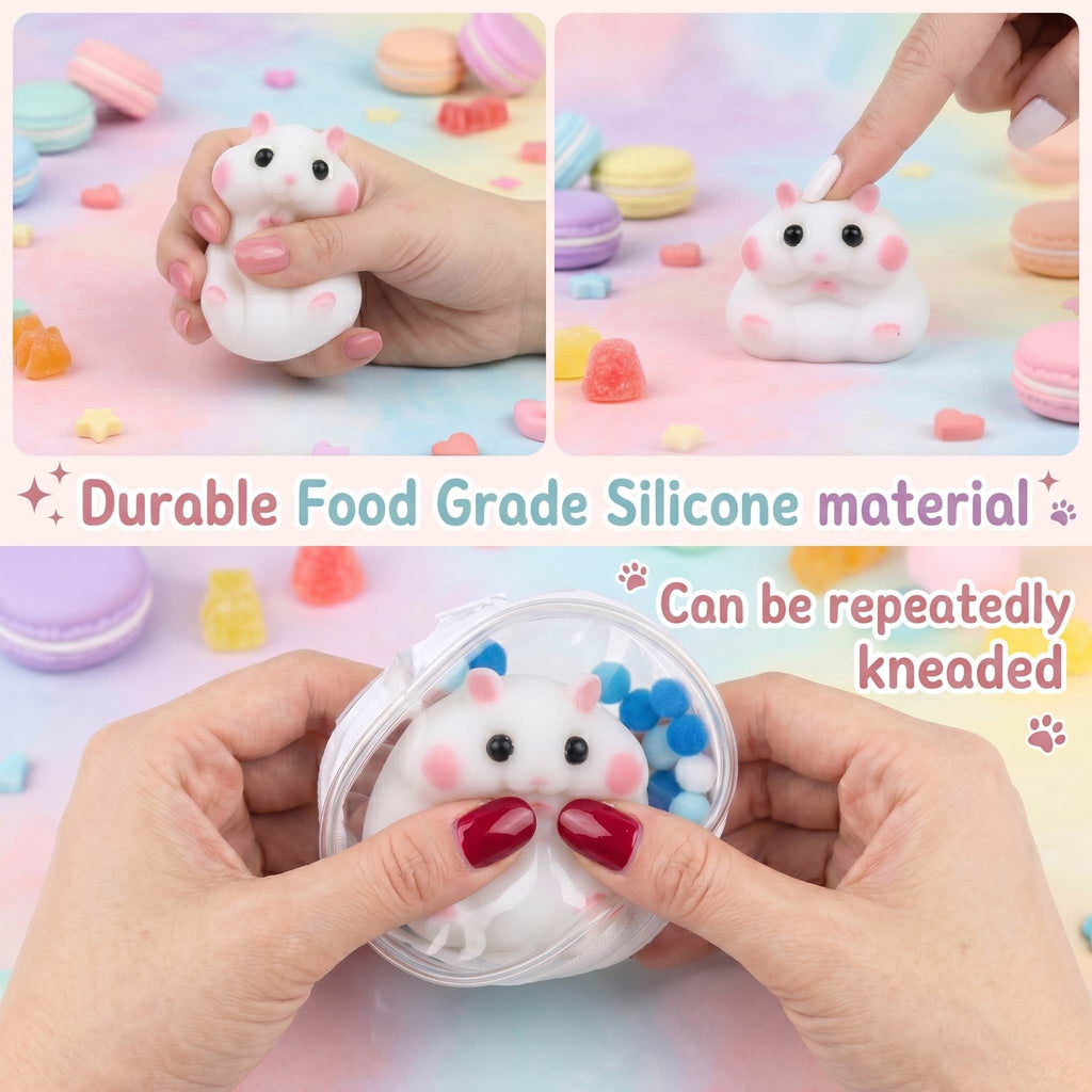 Letssquishy Chubby Hamster Mochi Taba Squishy — Colorful "Cheeky" Animal Series — Handmade Soft Marshmallow Texture Stress Relief Toy