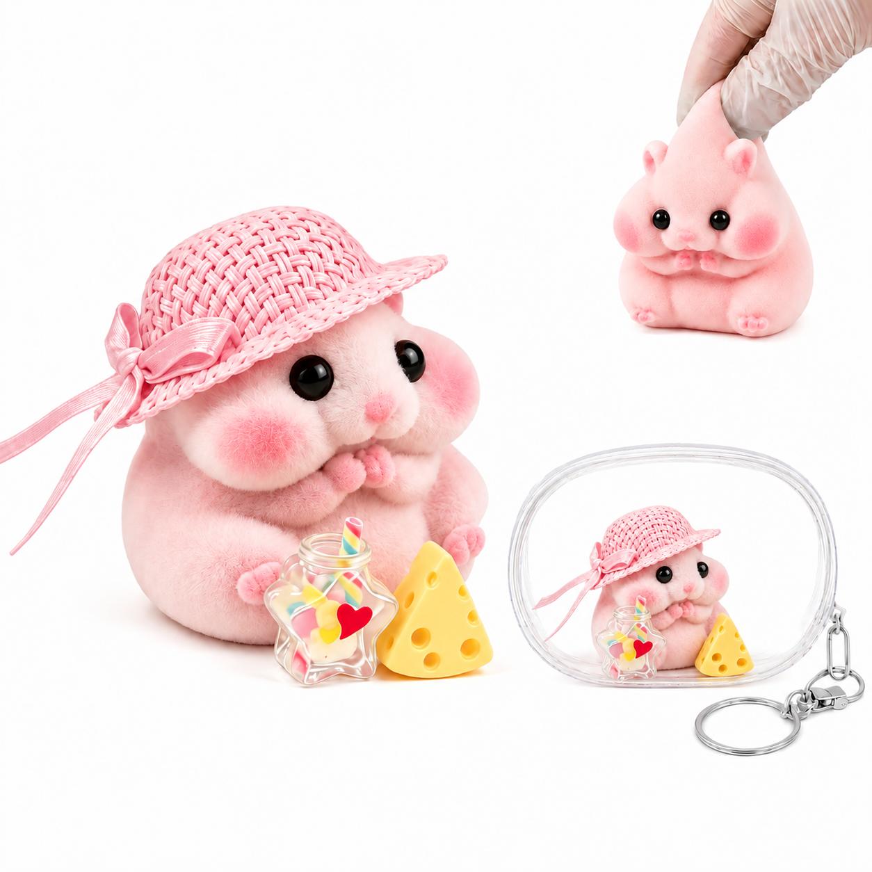 Letssquishy Chubby Hamster Mochi Taba Squishy — Colorful "Cheeky" Animal Series — Handmade Soft Marshmallow Texture Stress Relief Toy