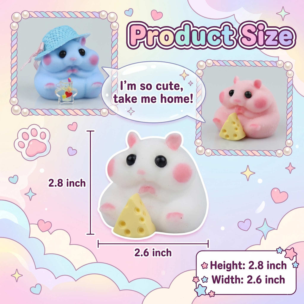 Letssquishy Chubby Hamster Mochi Taba Squishy — Colorful "Cheeky" Animal Series — Handmade Soft Marshmallow Texture Stress Relief Toy
