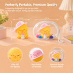 LETSSQUISHY Handmade Taba Duck Squishy Toy Set, Ultra-Soft Flocking Silicone Squeeze Sensory Fidget Toys, Cute Mochi Duck Desk Decor for Stress Relief, Collectible Gift with Removable Hat, Baby Bottle & Headphone Accessories