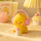 LETSSQUISHY Handmade Taba Duck Squishy Toy Set, Ultra-Soft Flocking Silicone Squeeze Sensory Fidget Toys, Cute Mochi Duck Desk Decor for Stress Relief, Collectible Gift with Removable Hat, Baby Bottle & Headphone Accessories