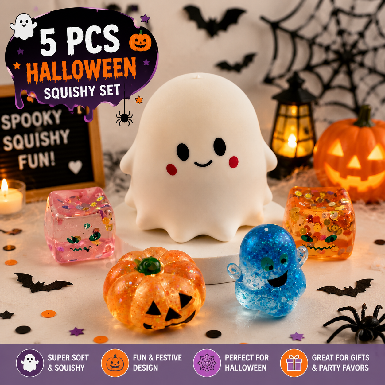 5 PCS Halloween Squishy Fun Box Sensory Toys