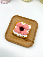 Letssquishy Taba Squishy Pink Rose Cream Waffle – Realistic Silicone Dessert Fidget Toy