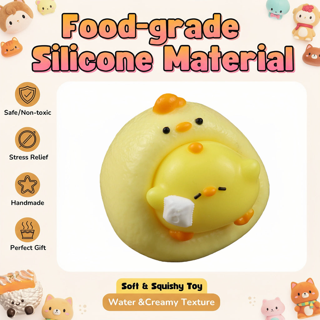 Letssquishy Taba Squishy：ソファで眠るかわいいひよこ - 手作りシリコンスクイーズフィジェットトイ