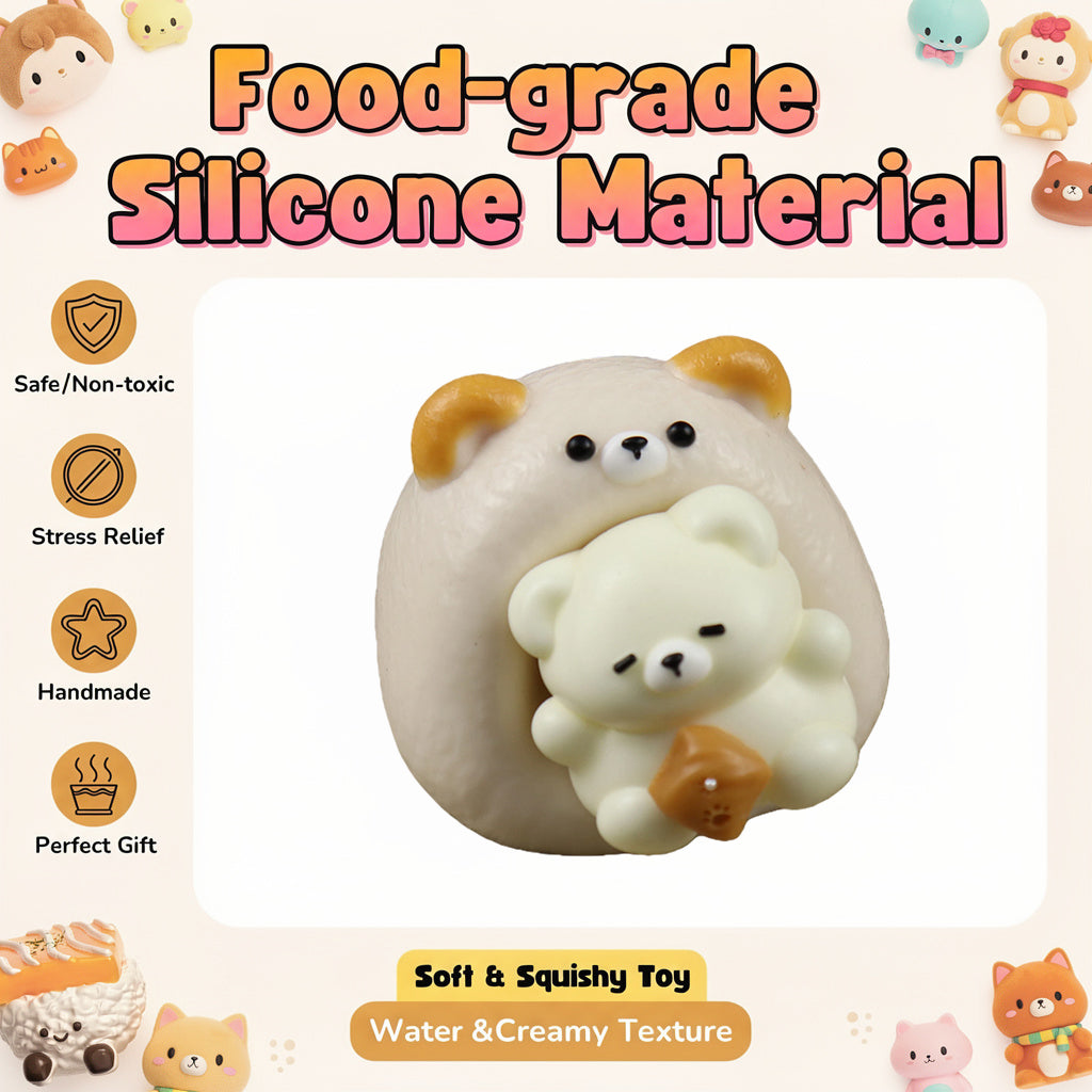 Letssquishy Taba スクイーズ ソファで眠るクマ – 手作りシリコンデザートフィジェットトイ