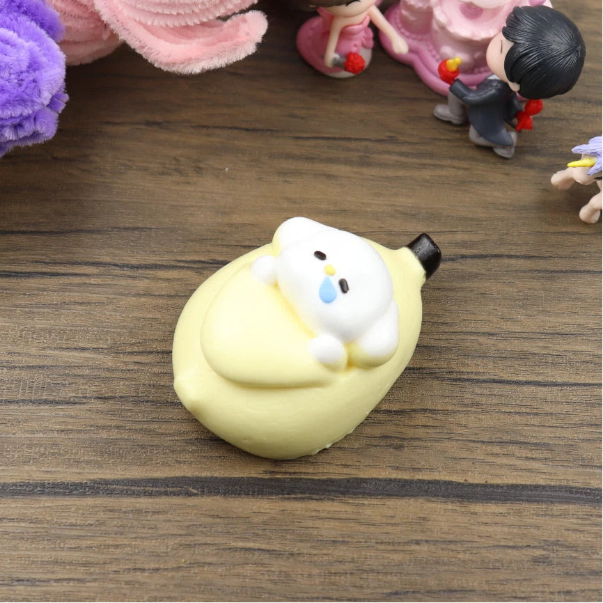 Letssquishy Taba Squishy: Banana Sleeping Dog – Handmade Silicone Squishy Fidget Toy