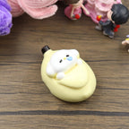 Letssquishy Kawaii Sleepy Puppy Banana Taba Squishy — Lazy Dog Fruit Dessert Silicone Toy — Handmade "Soft Butter" Texture Stress Relief Fidget