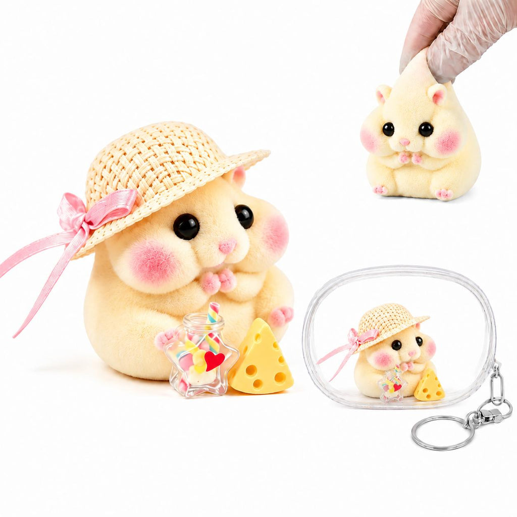 Letssquishy Chubby Hamster Mochi Taba Squishy — Colorful "Cheeky" Animal Series — Handmade Soft Marshmallow Texture Stress Relief Toy
