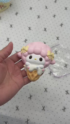 Letssquishy My Melody Ice Cream Cone Taba Squishy — Kawaii Anime Character Silicone Toy — Soft Marshmallow Texture Handmade Stress Relief Fidget