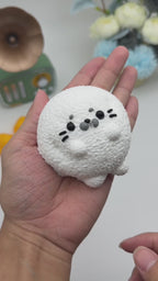Letssquishy Taba Squishy: White Swimming Seal – Handmade Silicone Squishy Fidget Toy