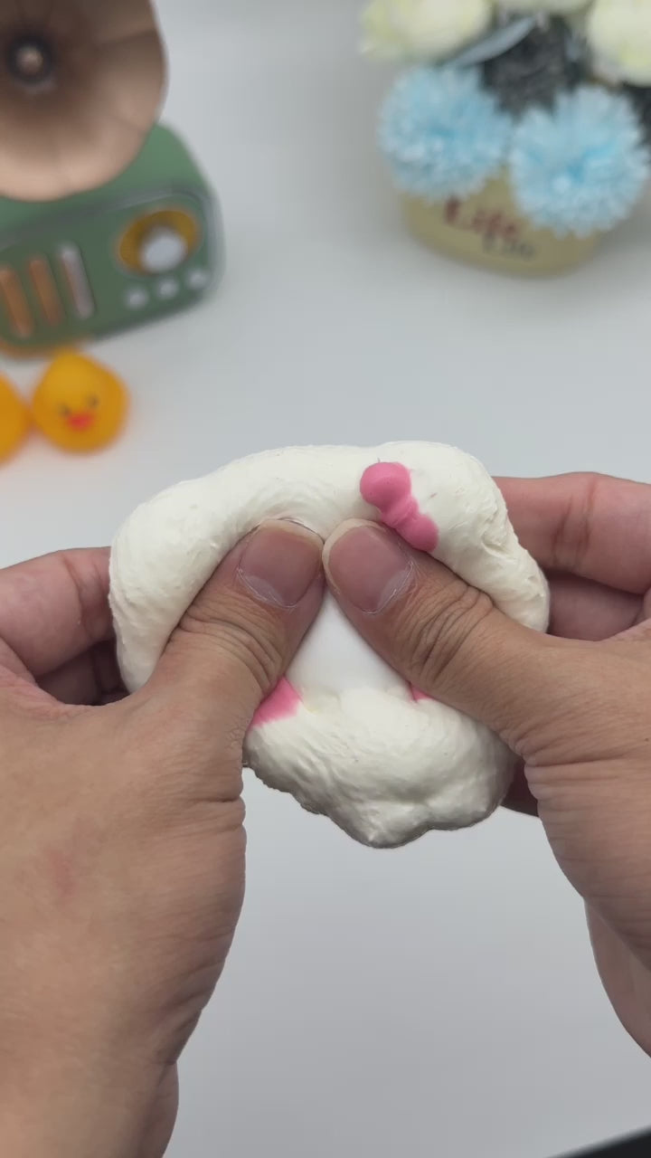 Letssquishy Taba Squishy: Kitty Cat with Pink Fist Pig & Head Cover – Handmade Silicone Squishy Fidget Toy